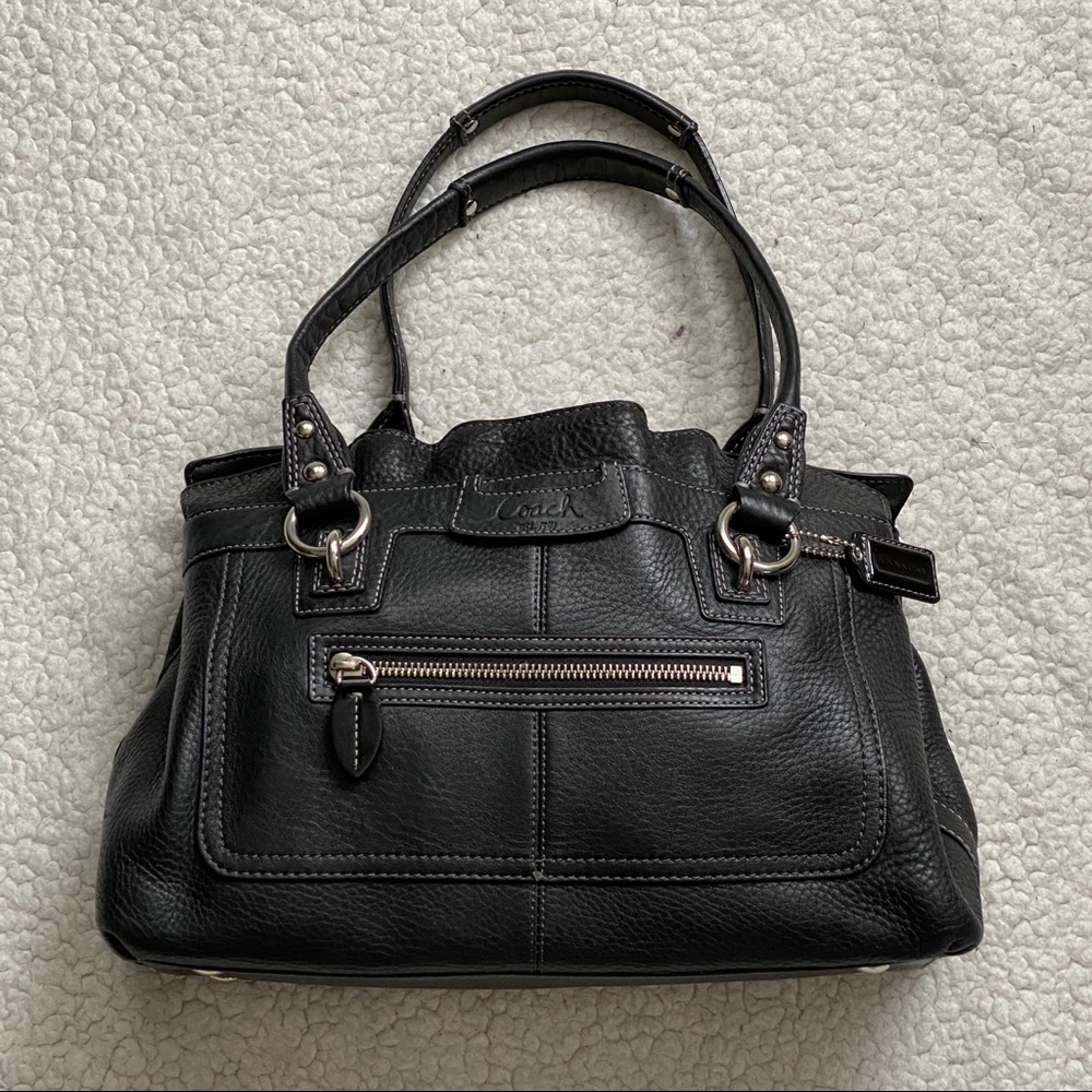Coach black pebbled leather satchel